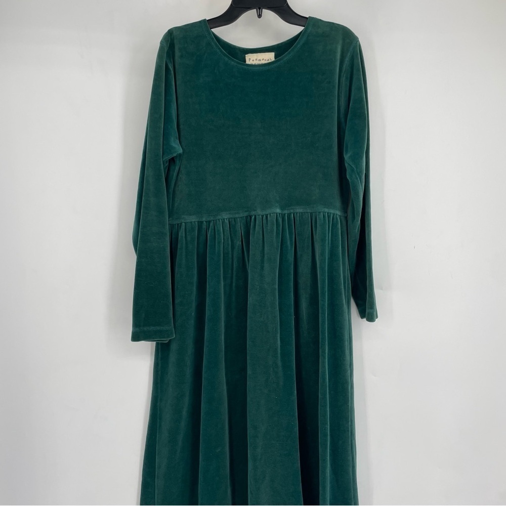 Vintage Y2K Personal Identity Small Velvet Long Dress Cottagecore Kelly Green